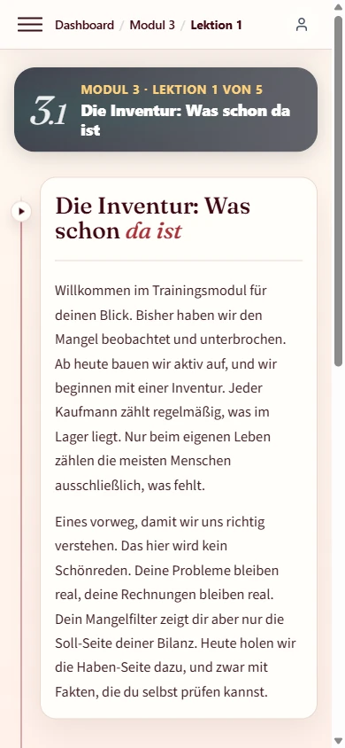 Der Kurs Mindshift auf dem Handy